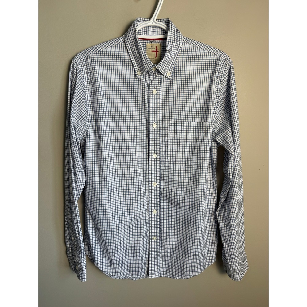 Relwen Mens Blue Check Button Down Shirt S Preppy Classic Heritage Workwear